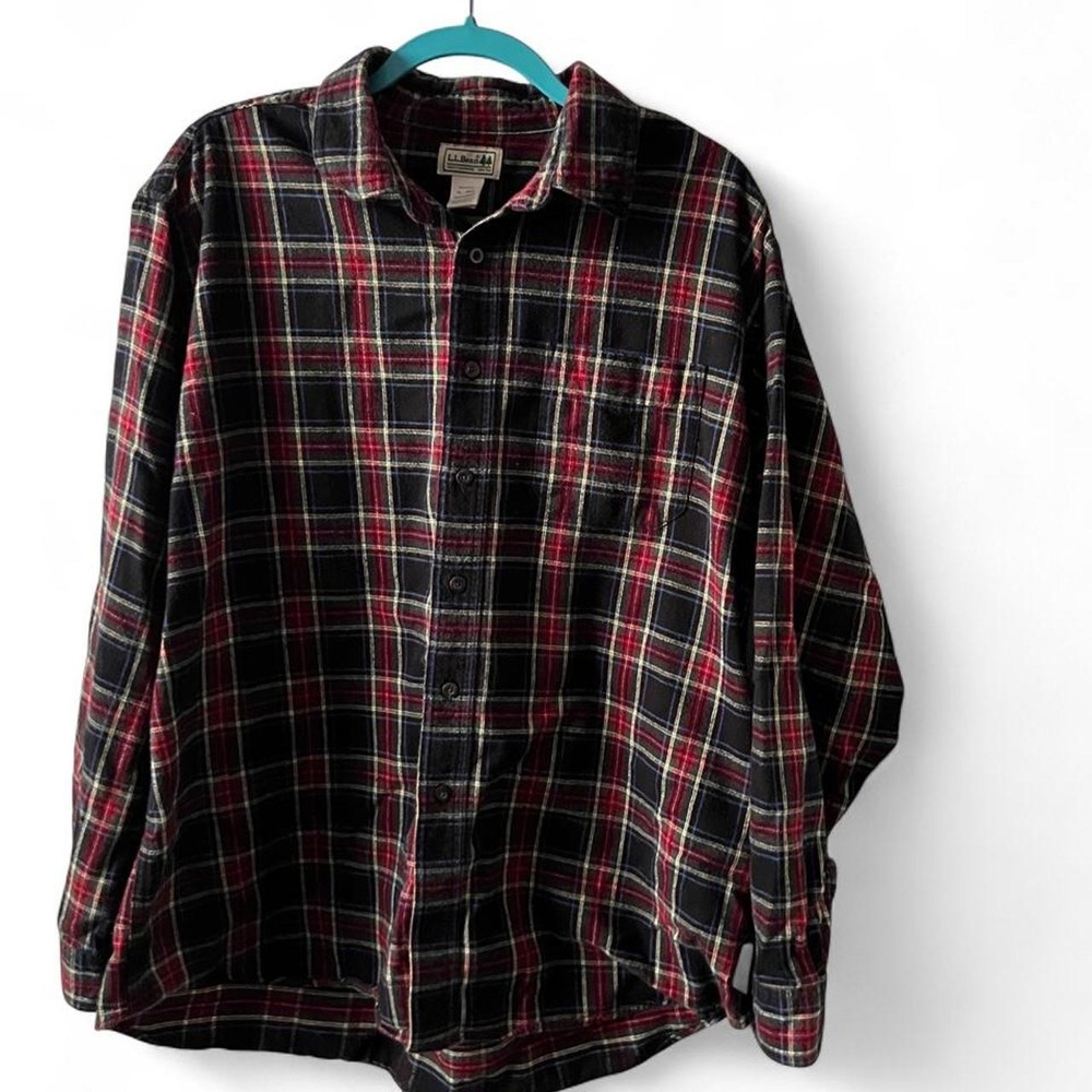 L.L. Bean Plaid Flannel Shirt Men's XL Cotton Preppy Christmas Cabin